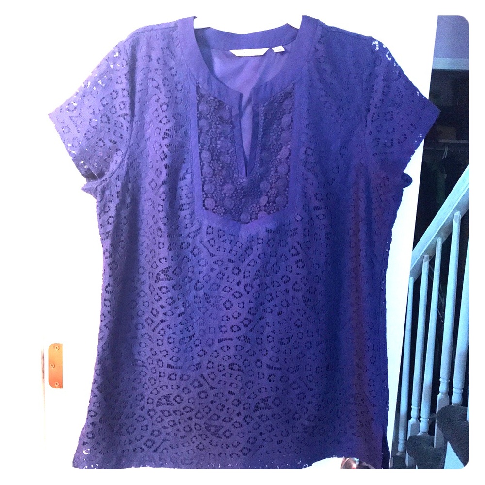 Blue Lace Overlay Top